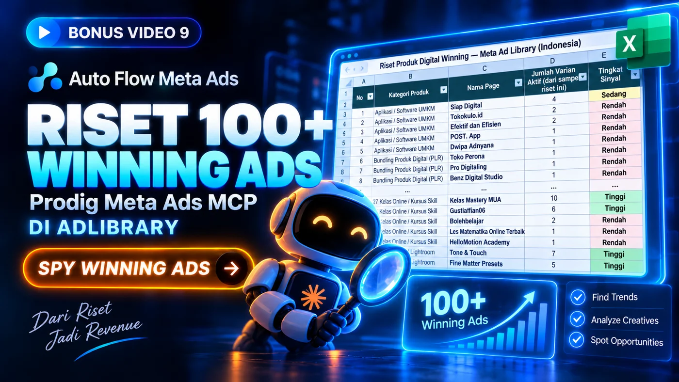 Thumbnail video 9: Riset 100+ Iklan Produk Digital